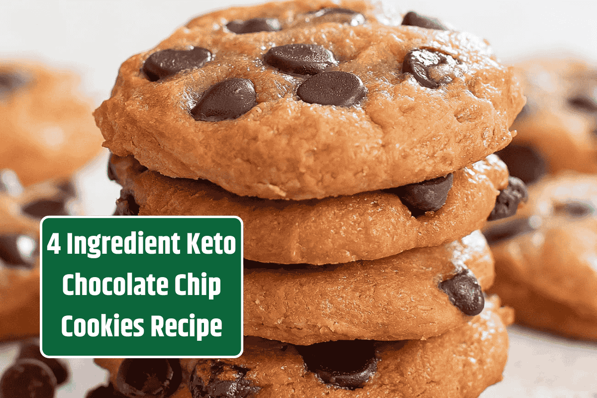 4 Ingredient Keto Chocolate Chip Cookies - Healthiest Cookies